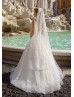 Ivory Sequined Lace Wedding Dress With Horsehair Hem